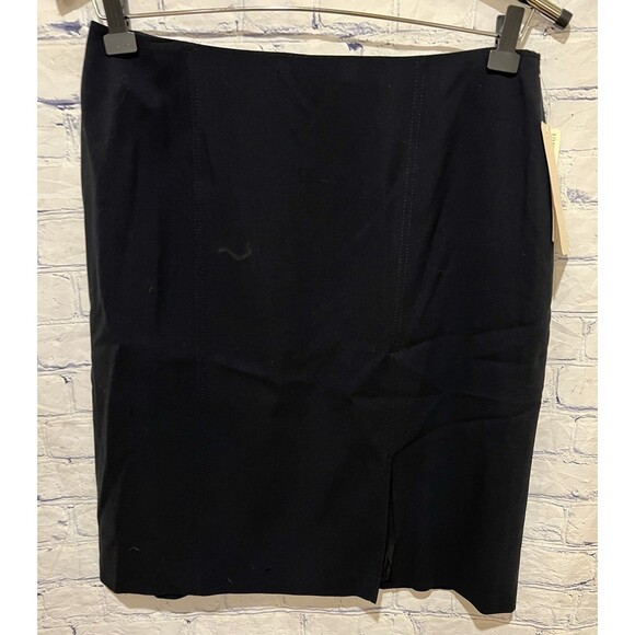 NWT Saks Fifth Avenue Wool Skirt Womens Blue Pencil - Damaged- Size 12 - Picture 1 of 6